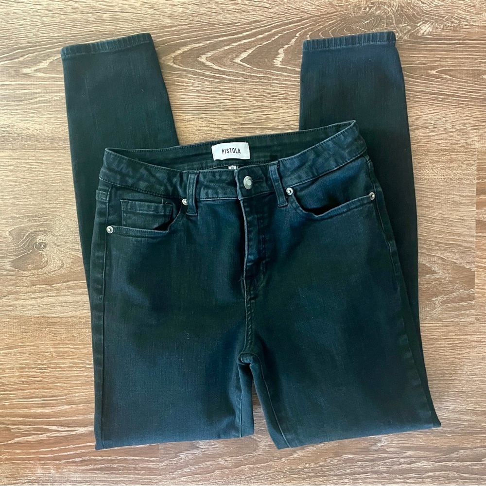 Pistola Black Skinny Jeans Stretch Button Zipper Black 28